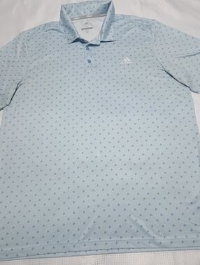 adidas Golf Polo Light Blue Short Sleeve with Micro Adidas Print Size XL Golf
